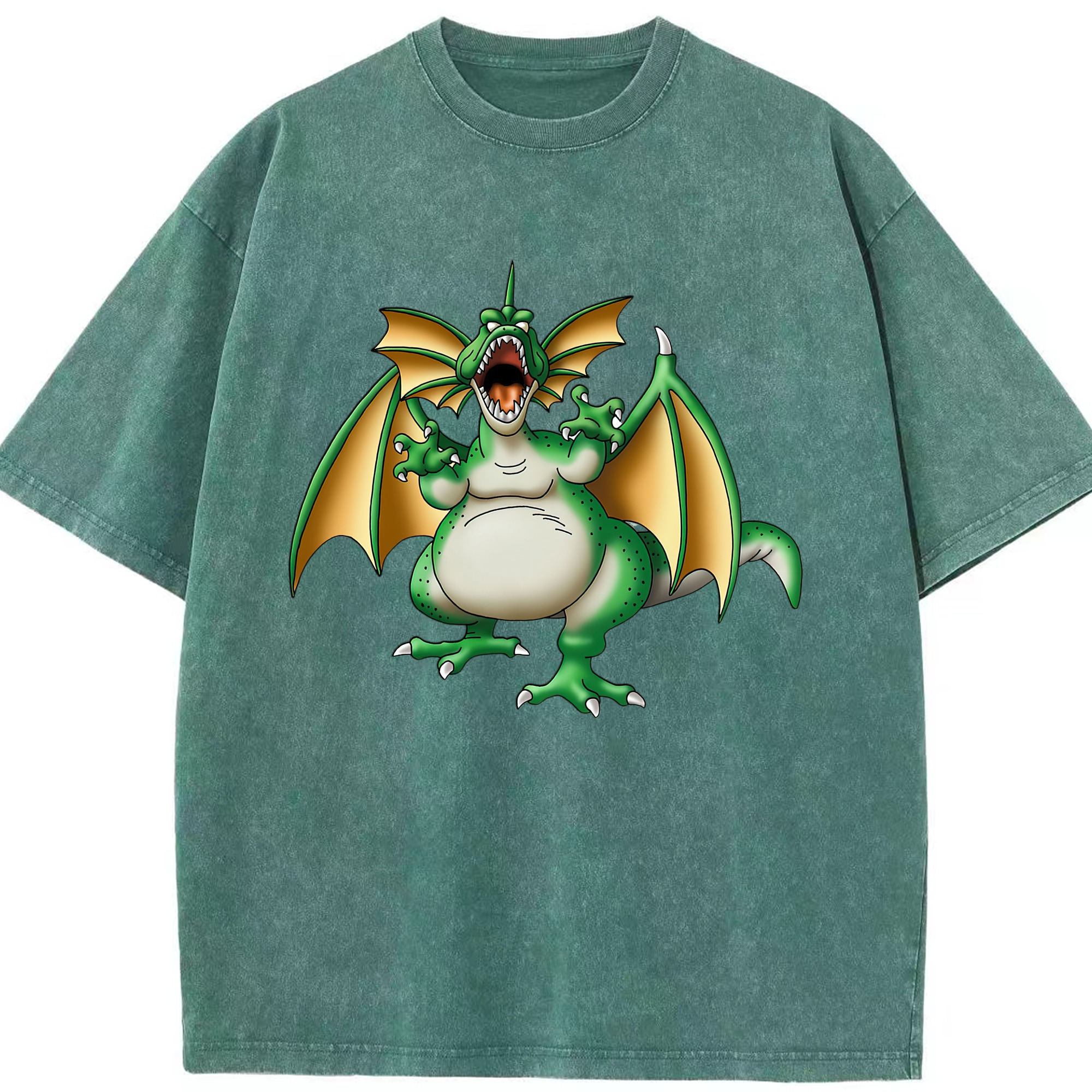 （画像用） ドラゴンクエスト Doragon Kuesuto Dragon Quest 綿100% ヴィンテージ風 半袖Tシャツ（フロントプリント）
